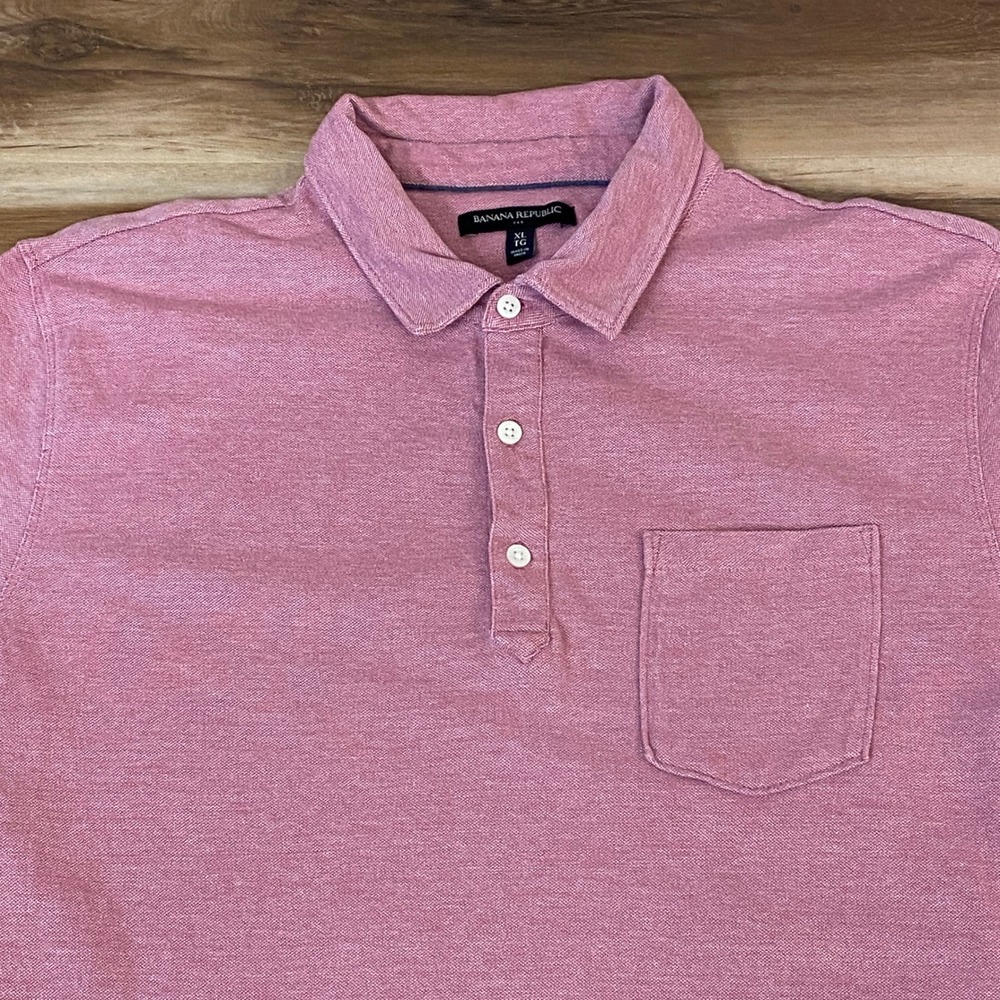 Banana Republic Mens XL Pink Polo Shirt Short Sleeve Pocket Casual Top